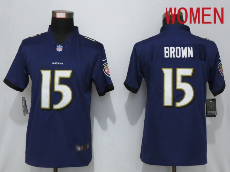 Women Baltimore Ravens #15 Brown Purple Nike Vapor Untouchable Limited Playe NFL Jerseys->baltimore ravens->NFL Jersey